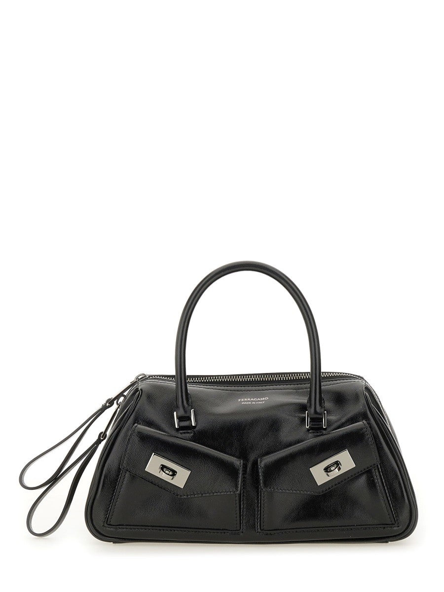 Ferragamo Women's Small Bowling Multipocket Bag Black