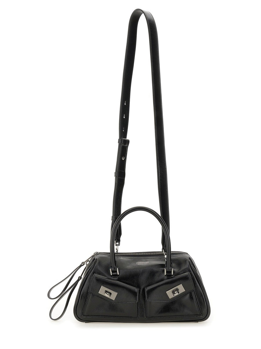 Ferragamo Women's Small Bowling Multipocket Bag Black