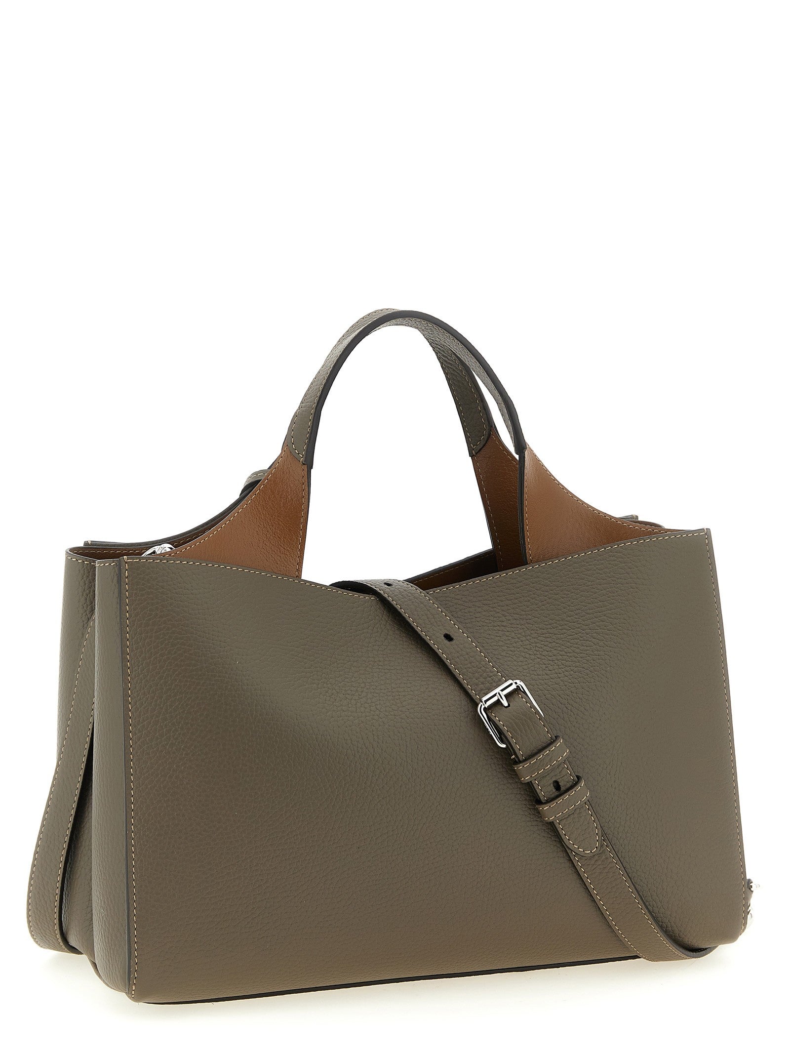 Tod's Small Leather Bucket Bag Grey