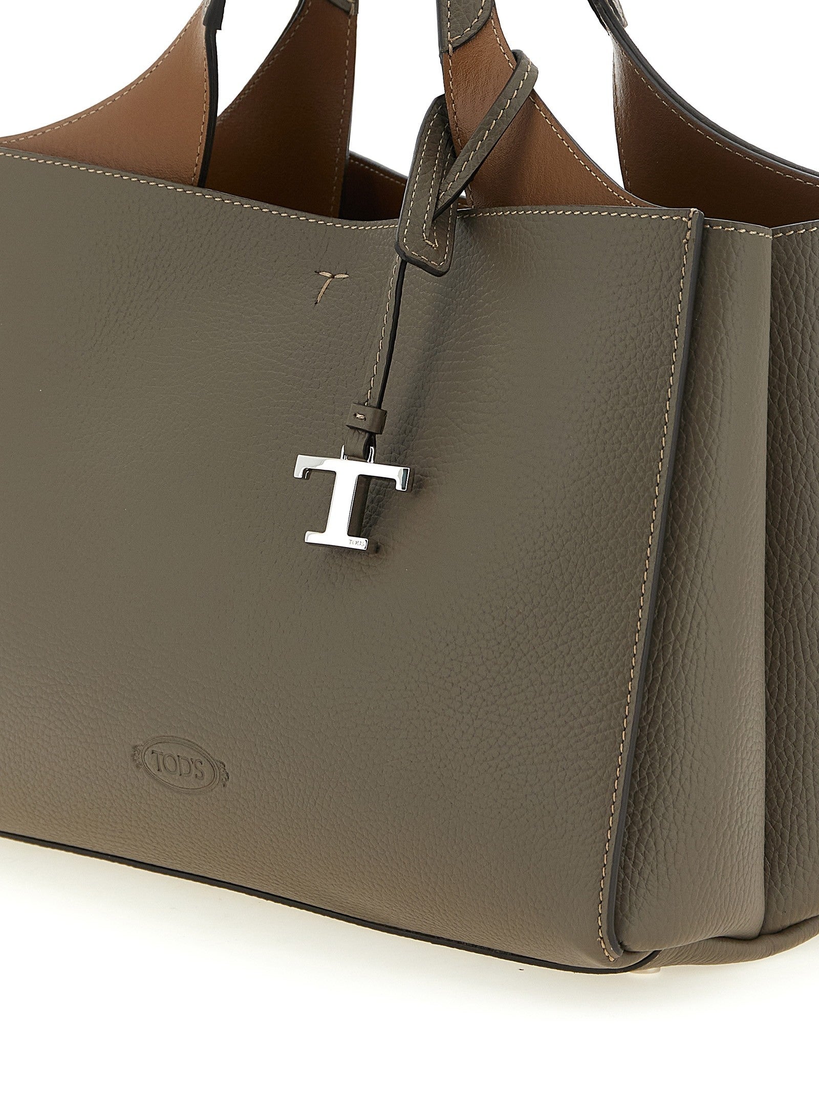 Tod's Small Leather Bucket Bag Grey