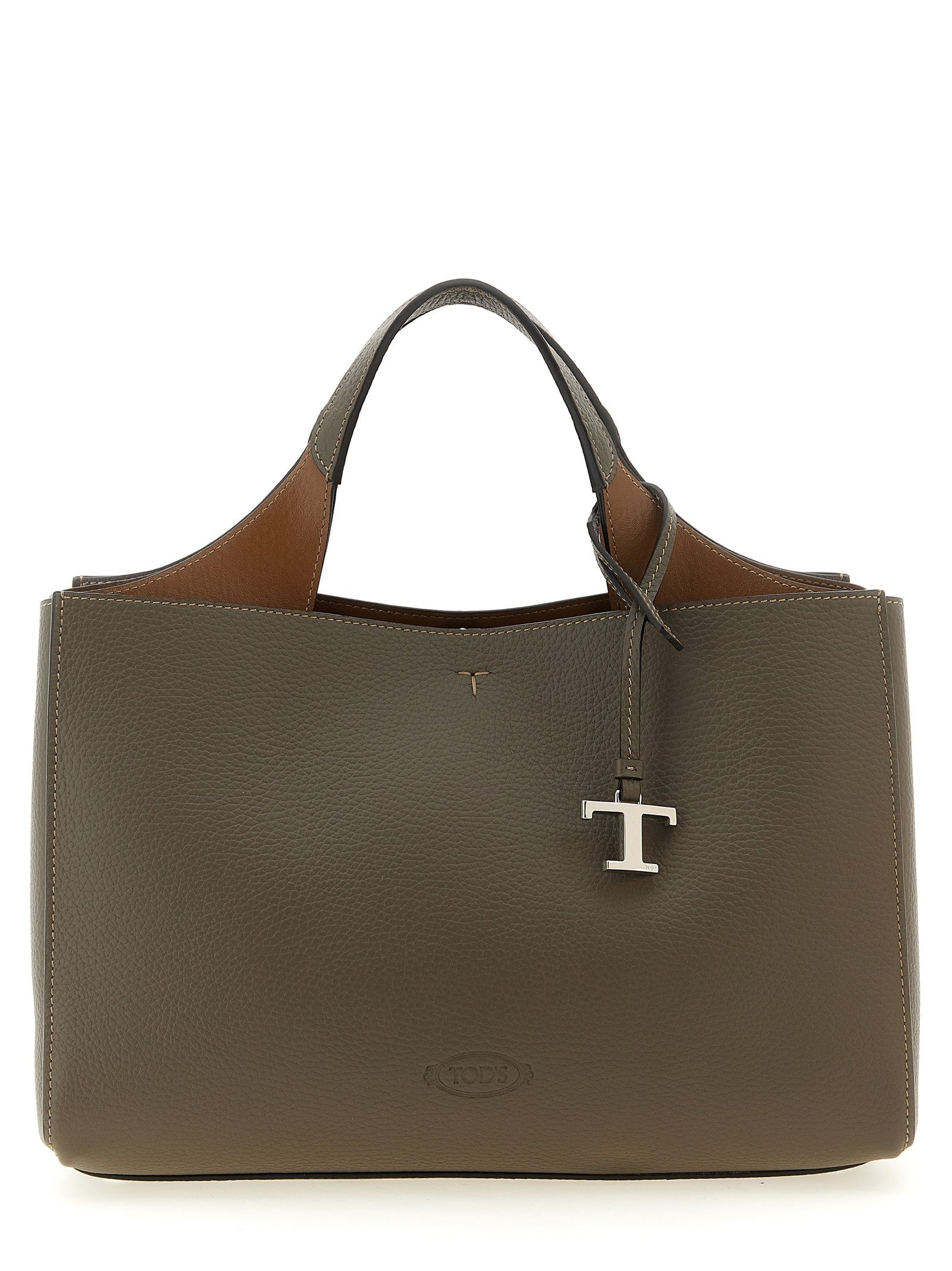 Tod's Small Leather Bucket Bag Grey