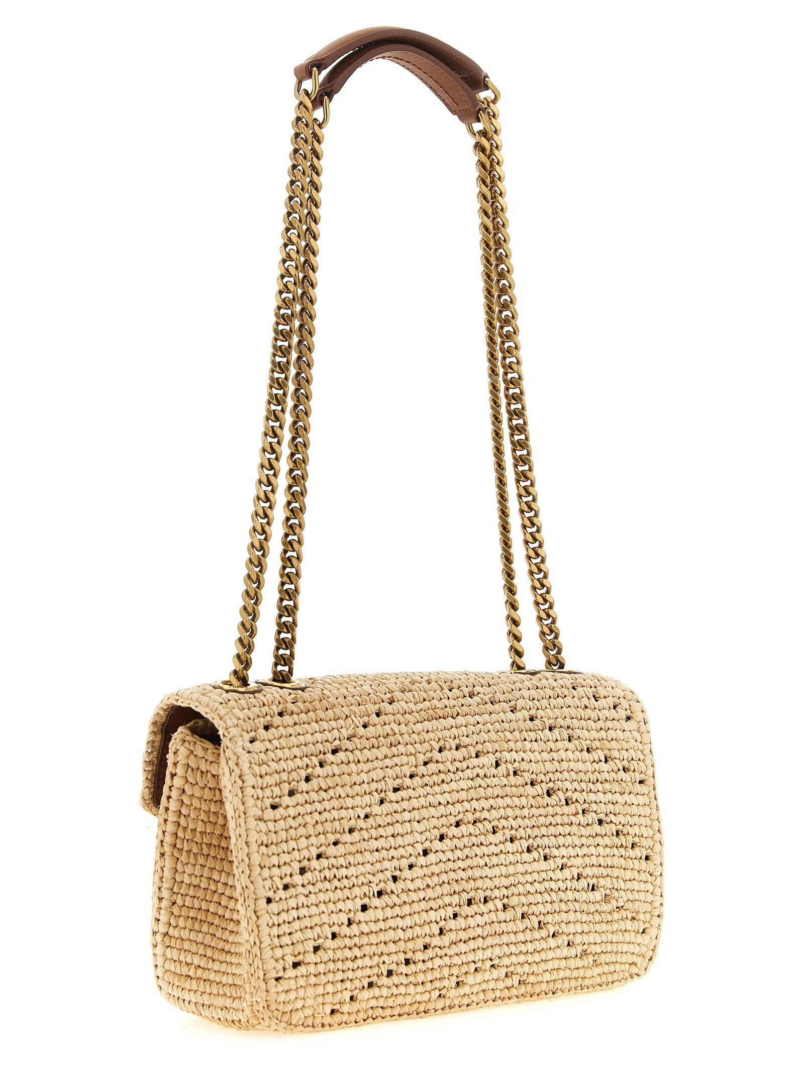 Saint Laurent Small Loulou Raffia Bag Beige