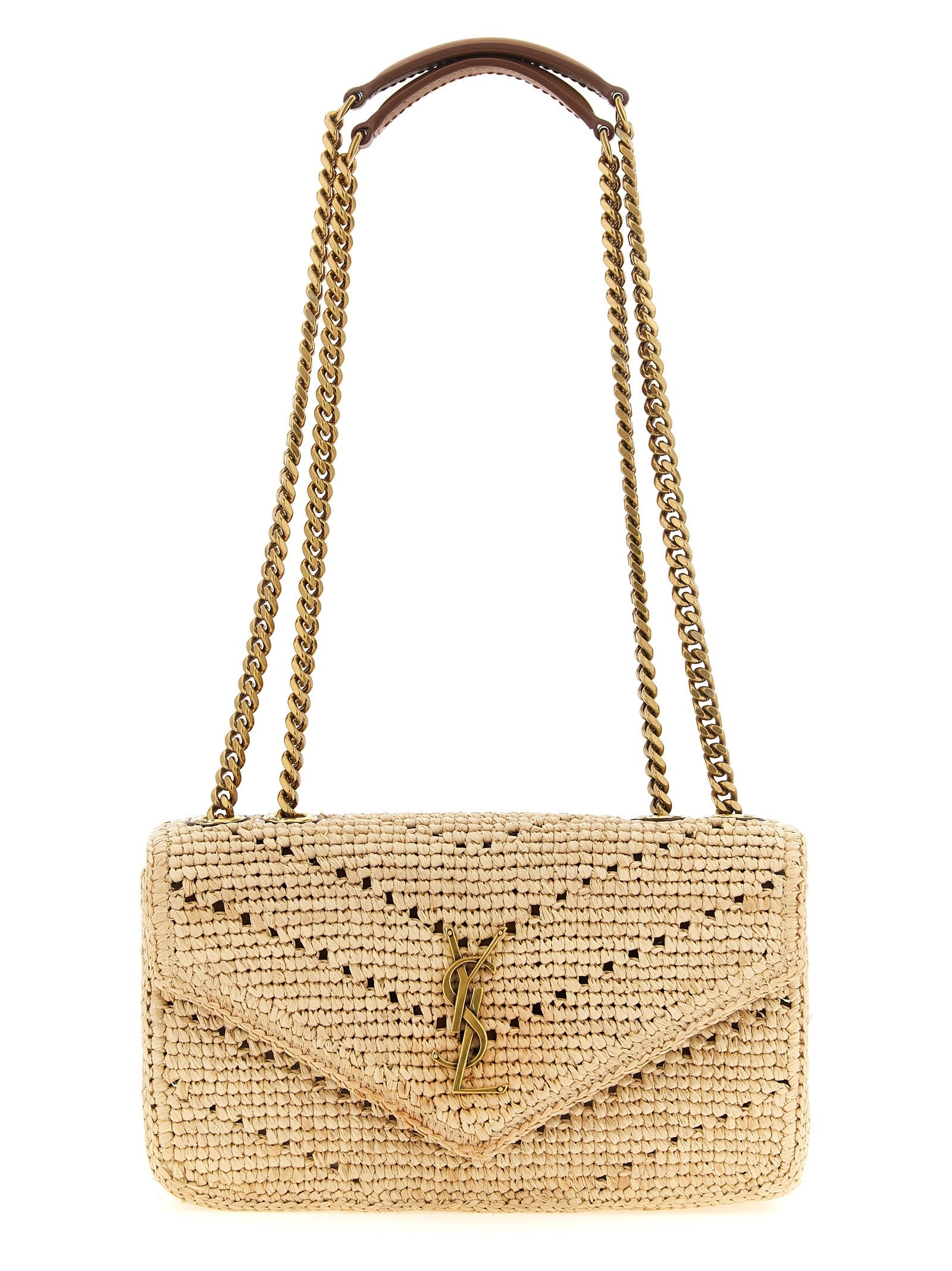 Saint Laurent Small Loulou Raffia Bag Beige