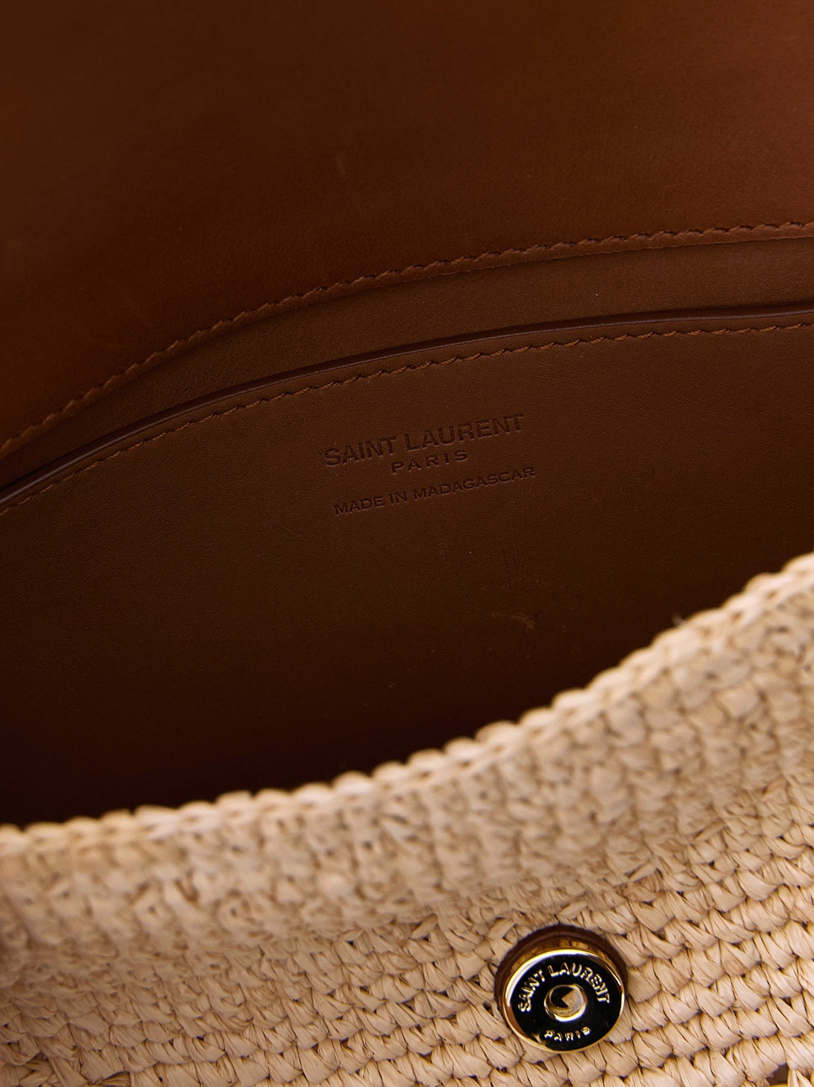 Saint Laurent Small Loulou Raffia Bag Beige