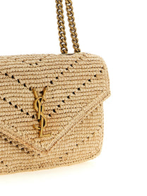 Saint Laurent Small Loulou Raffia Bag Beige