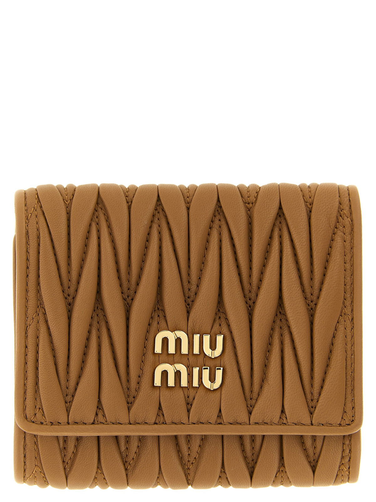 Miu Miu Small Matelassé Nappa Wallet Brown