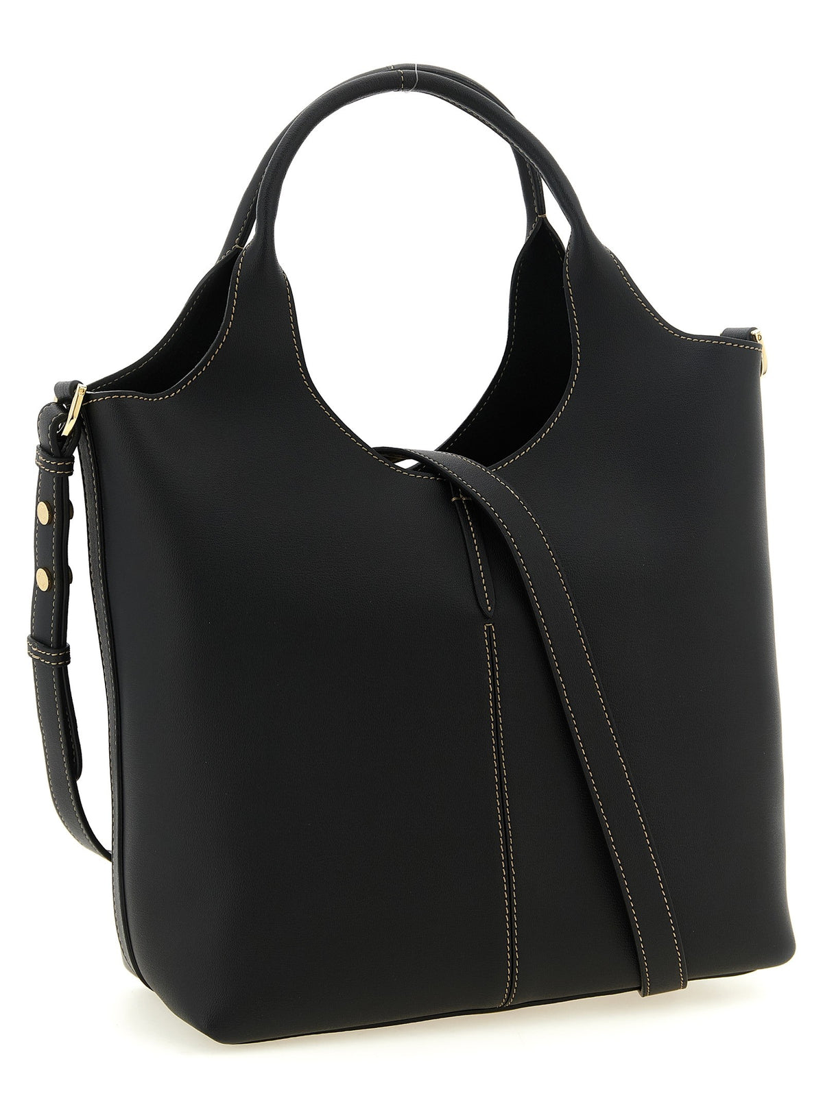 Tod's Small Metal Plate Shopping Bag Black, view 2