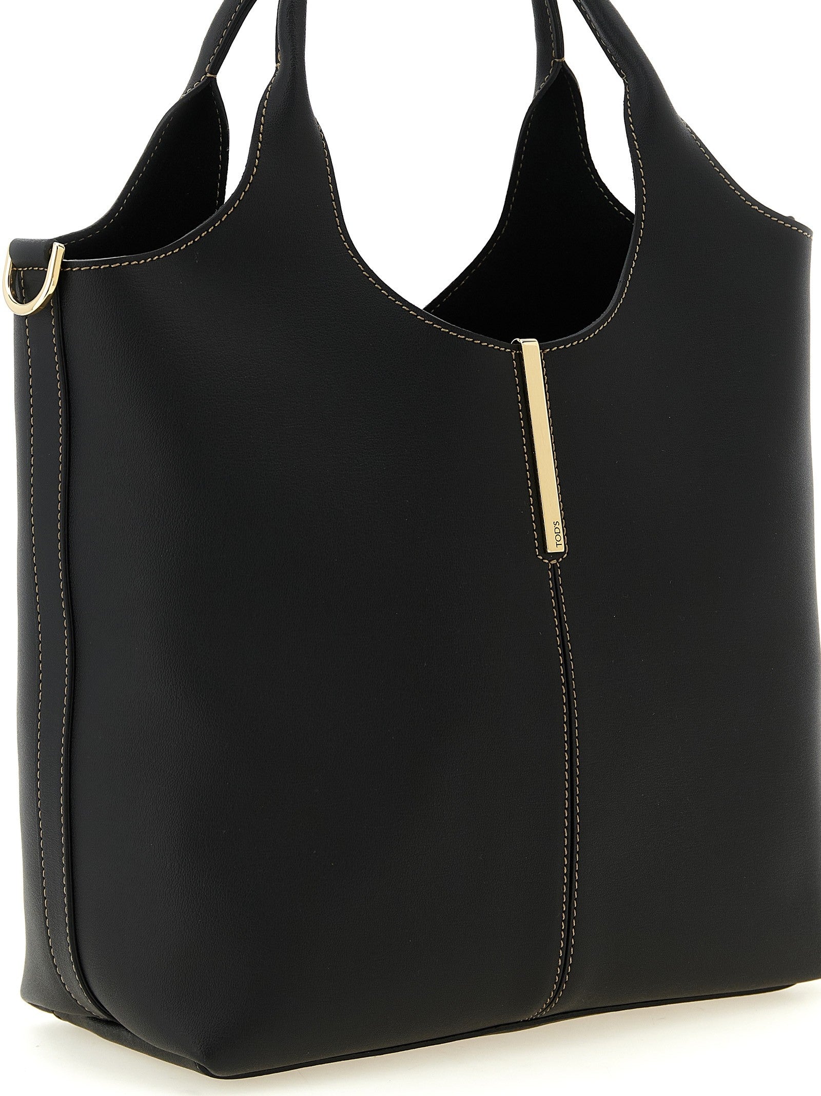 Tod's Small Metal Plate Shopping Bag Black