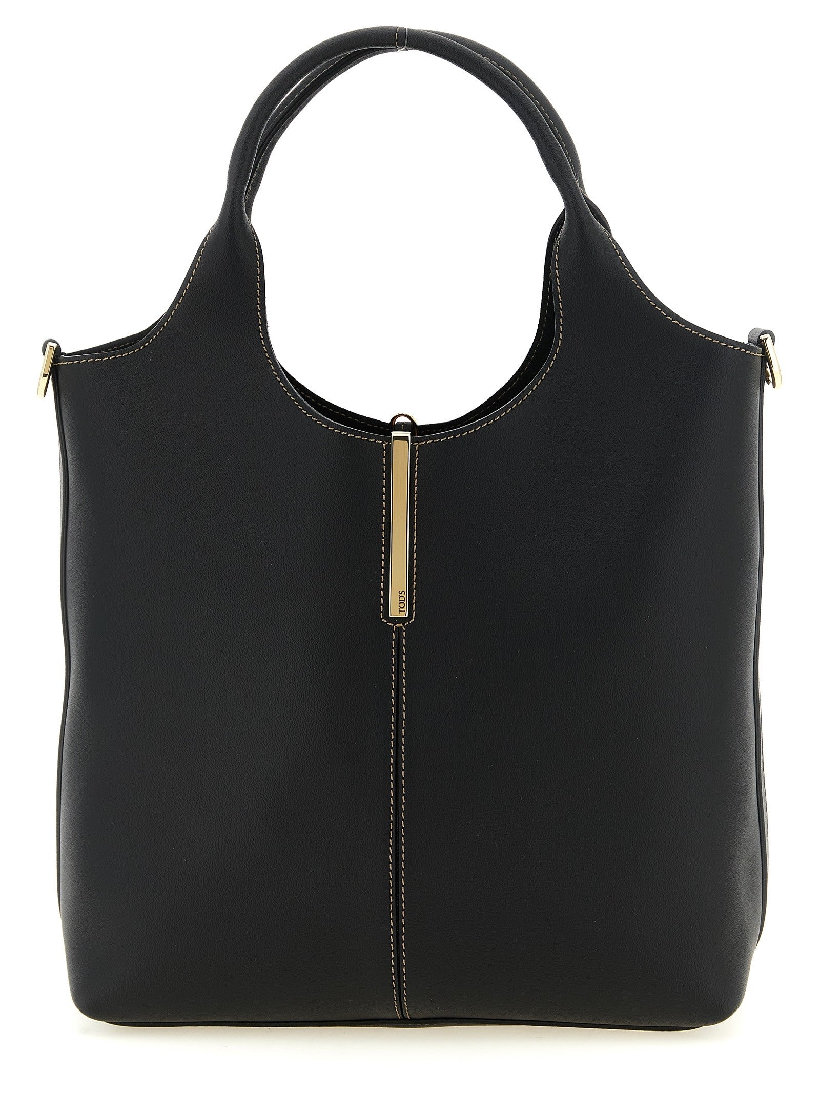 Tod's Small Metal Plate Shopping Bag Black