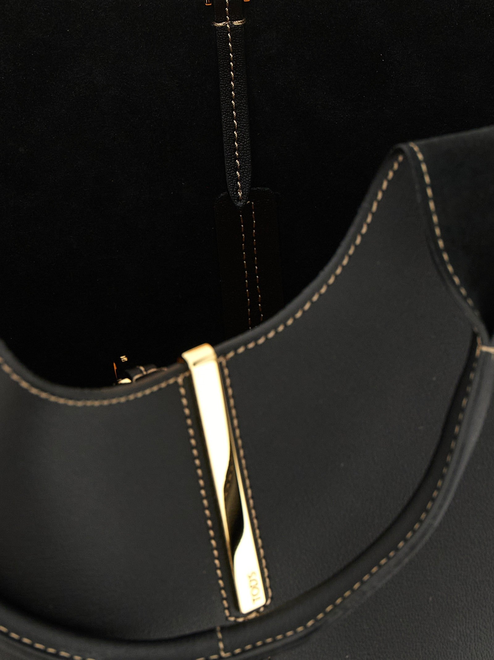 Tod's Small Metal Plate Shopping Bag Black