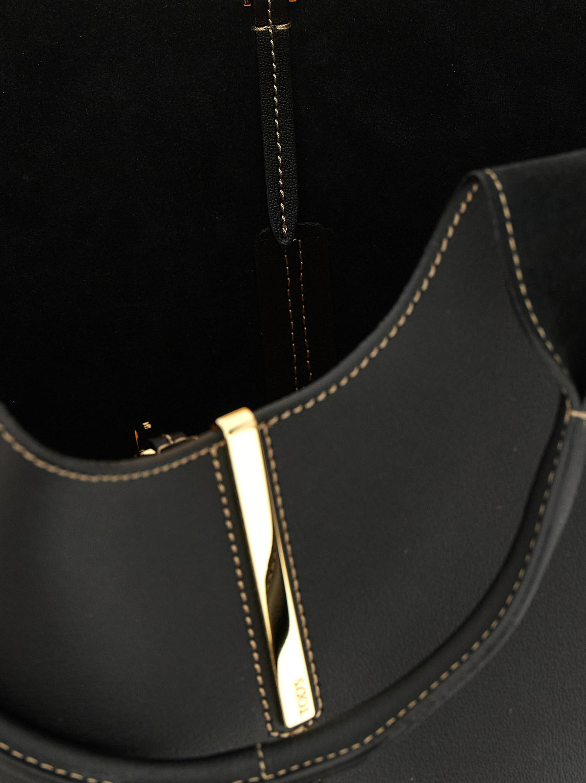 Tod's Small Metal Plate Shopping Bag Black, view 4