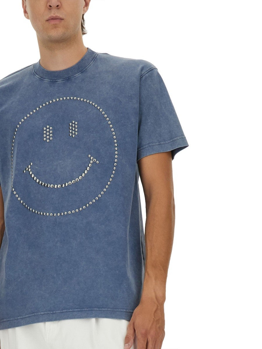 Moschino Men's Smiley® Heavy Cotton Shirt Blue