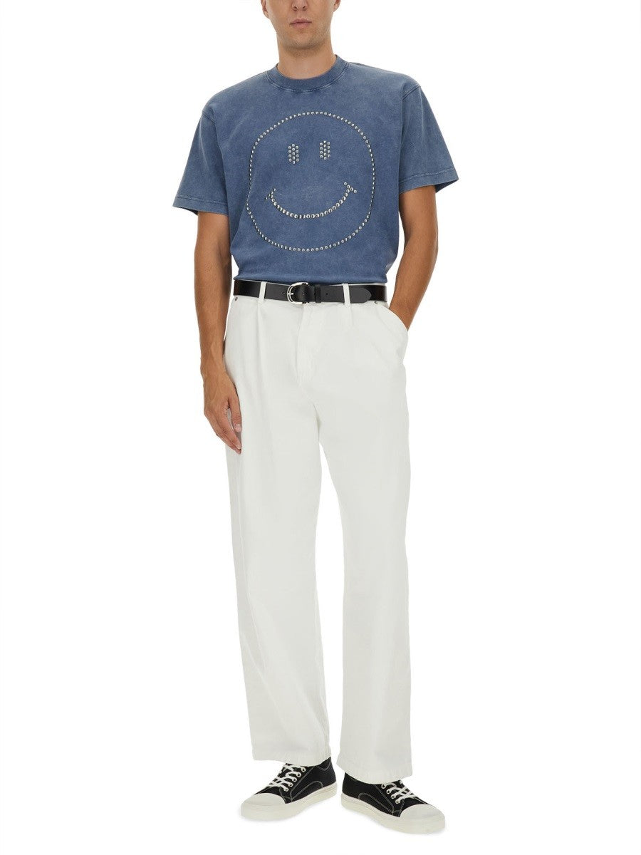 Moschino Men's Smiley® Heavy Cotton Shirt Blue