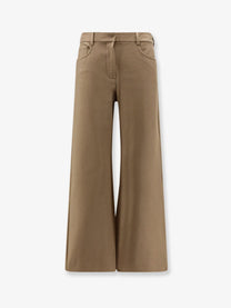 S MAX MARA Women's Smmgela Cotton Blend Trousers Beige