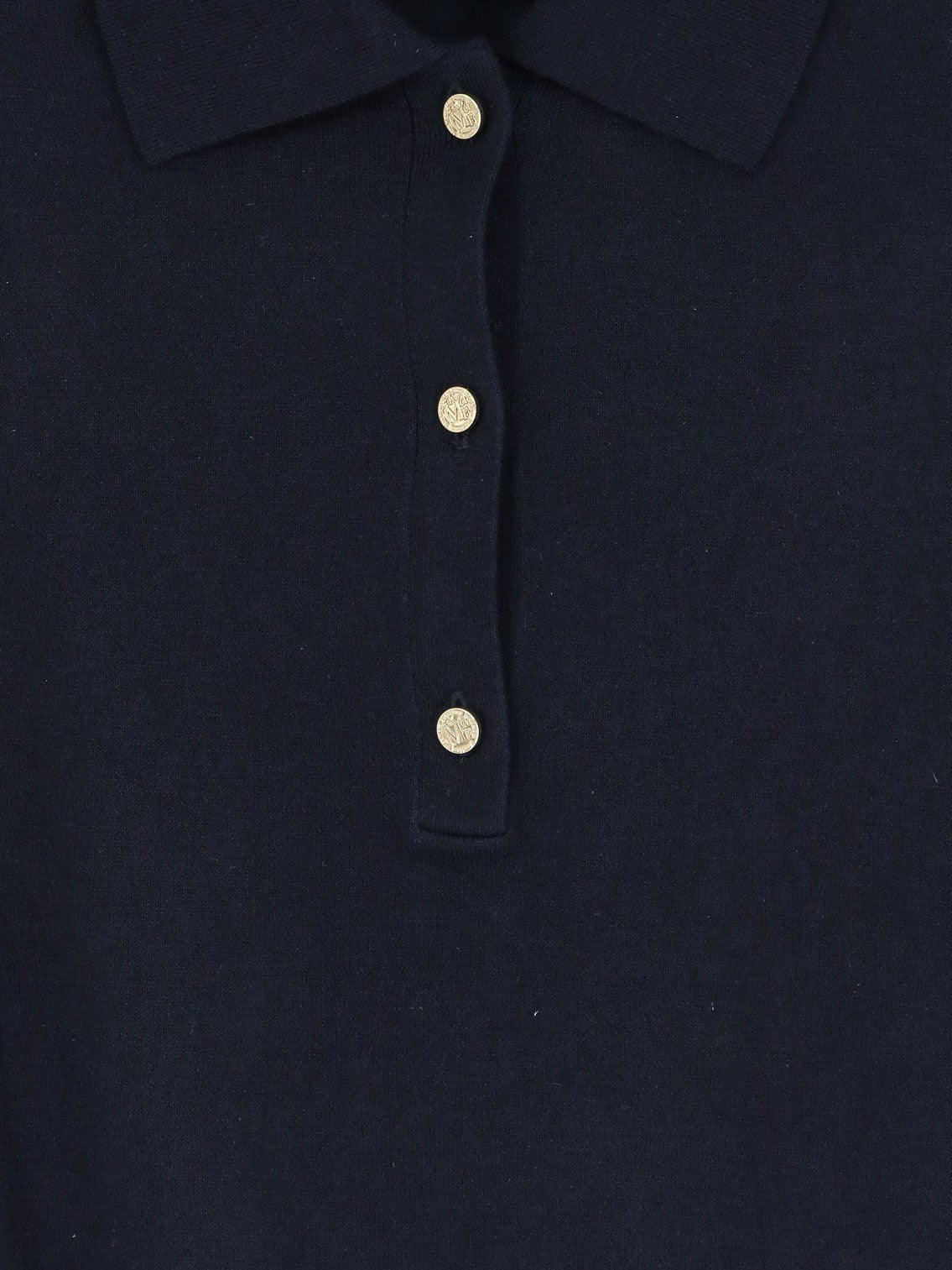 S MAX MARA Women's Silk and Cashmere Polo Shirt Blue