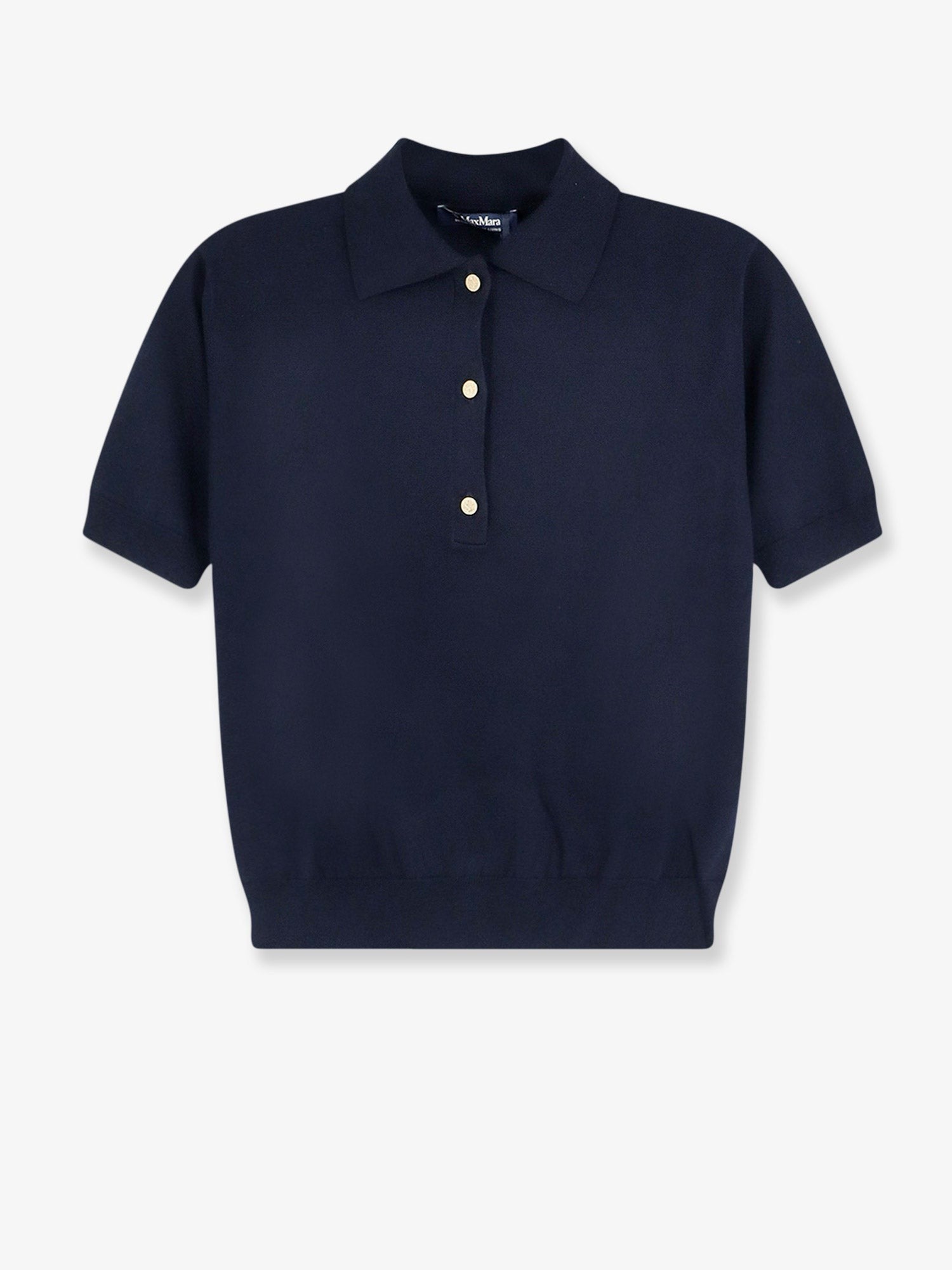 S MAX MARA Women's Silk and Cashmere Polo Shirt Blue