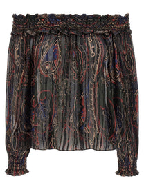 Saint Laurent Smock Stitch Blouse Gold