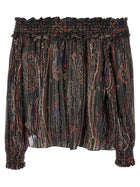 Saint Laurent Smock Stitch Blouse Gold, view 2