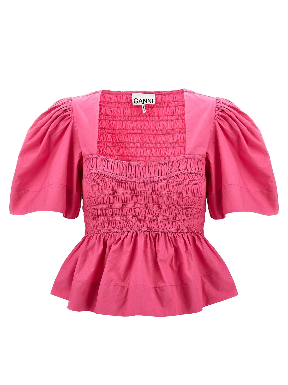 Ganni Smock Stitch Top Pink