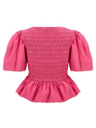 Ganni Smock Stitch Top Pink, view 2