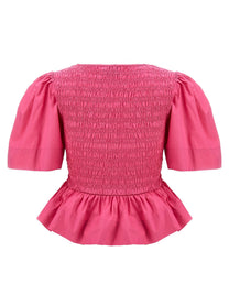 Ganni Smock Stitch Top Pink, view 2