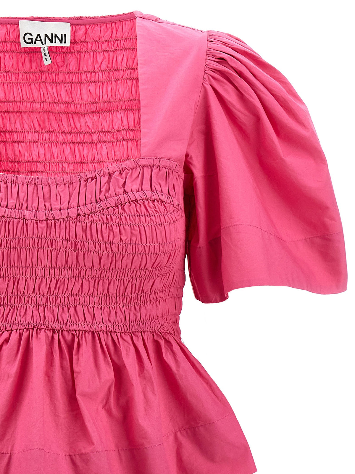 Ganni Smock Stitch Top Pink, view 3
