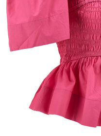 Ganni Smock Stitch Top Pink, view 4