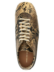 Dries Van Noten Snake Print Sneakers Beige