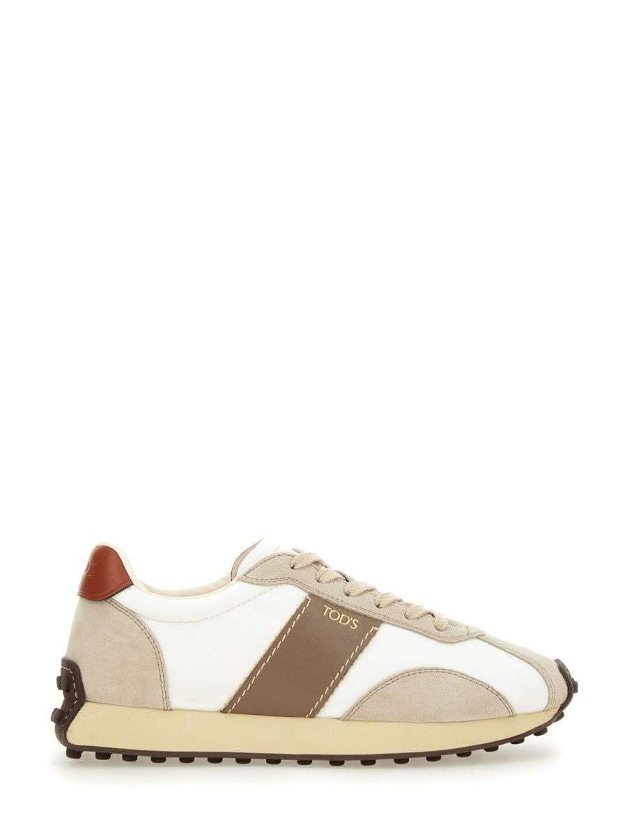 Tod's Women's Leather and Fabric Sneaker Beige