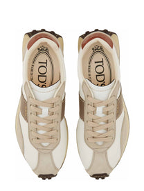 Tod's Women's Leather and Fabric Sneaker Beige