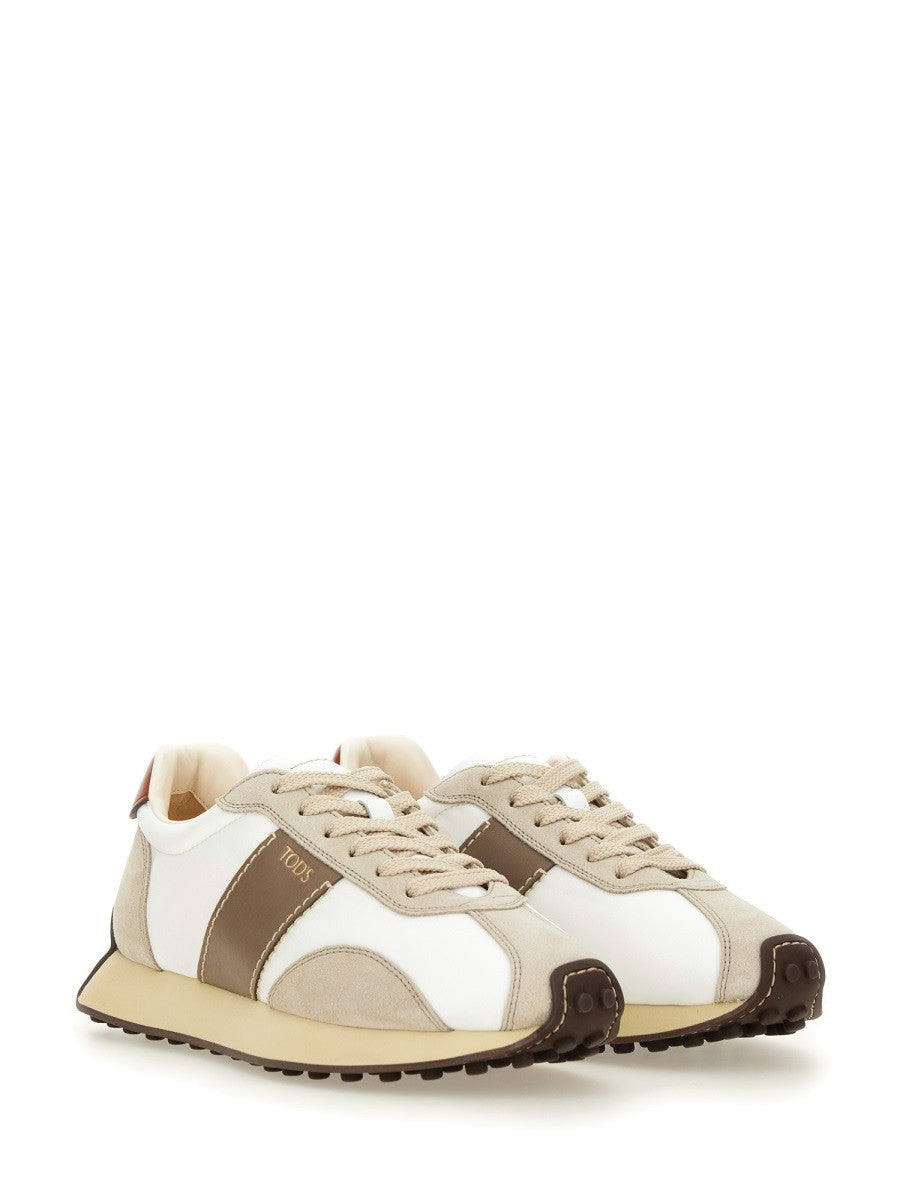 Tod's Women's Leather and Fabric Sneaker Beige