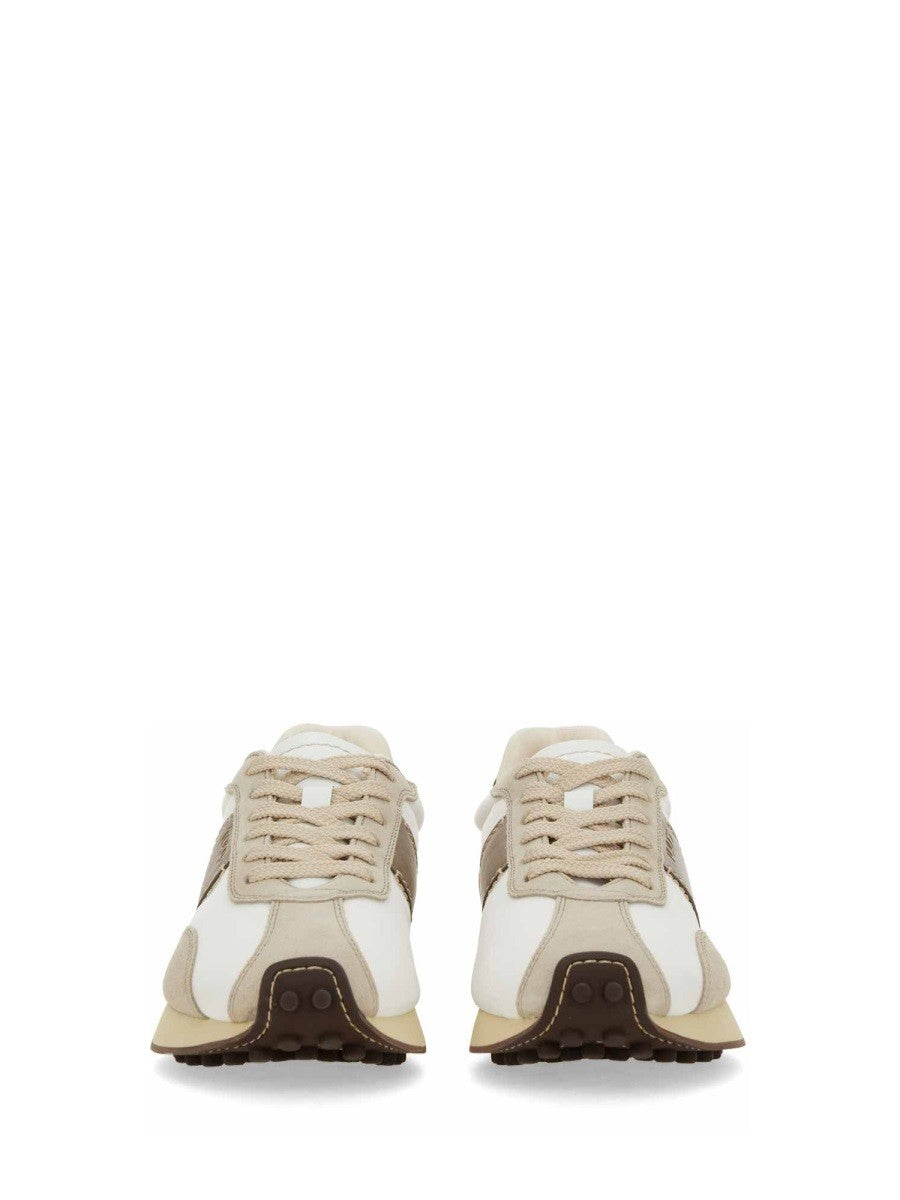 Tod's Women's Leather and Fabric Sneaker Beige