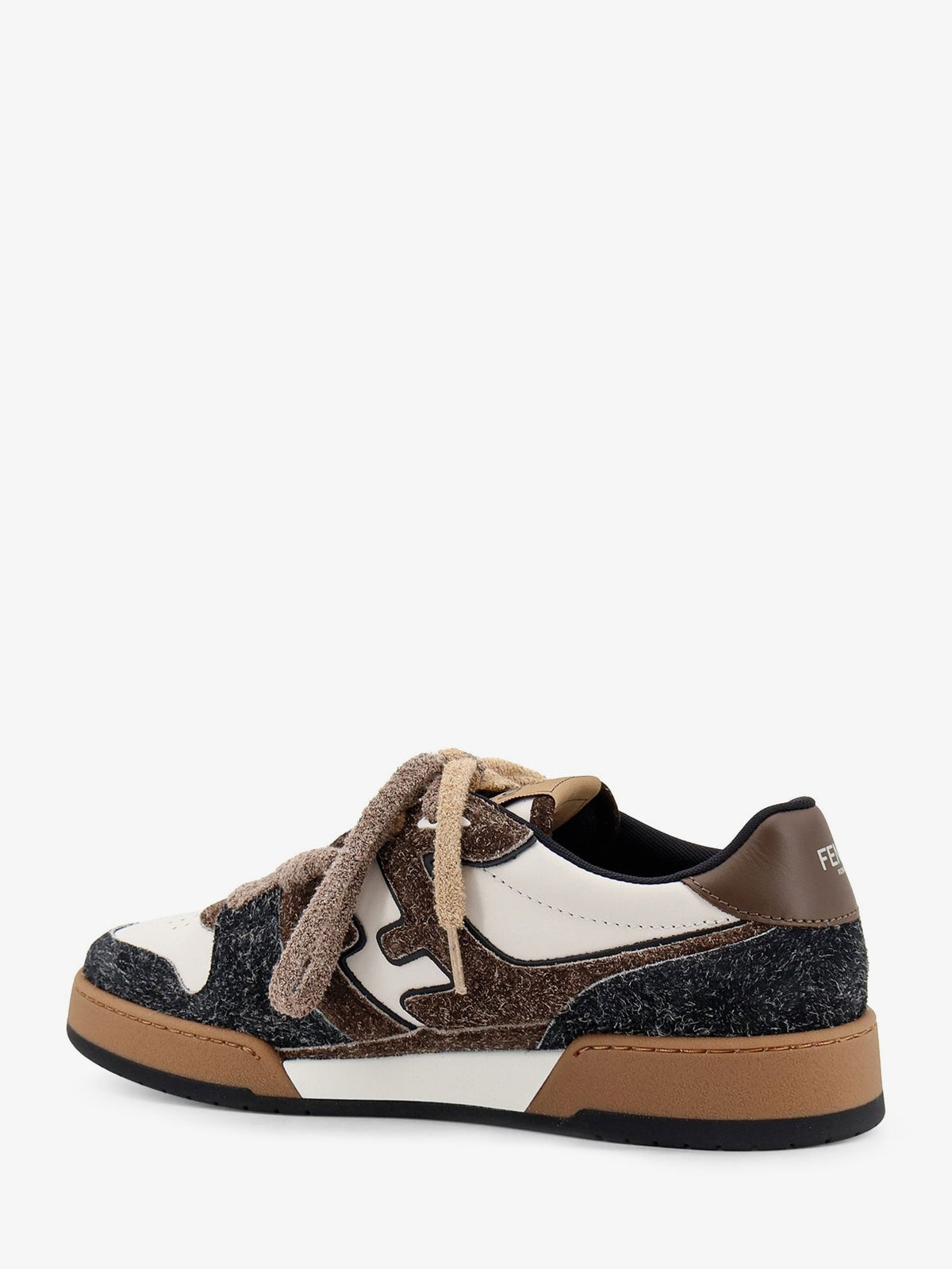 Fendi Men's Leather Bianca Suede Marrone Sneakers Fendi Match White
