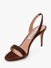 Aquazzura Women's So Nude Suede Sandals Brown