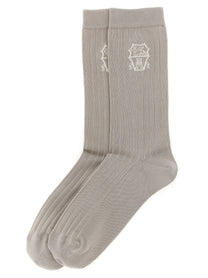 Brunello Cucinelli Socks Coat of Arms of Solomeo Grey