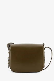 Soeur women’s bellissima mini olive green leather crossbody bag with gold-tone studded strap for stylish wear