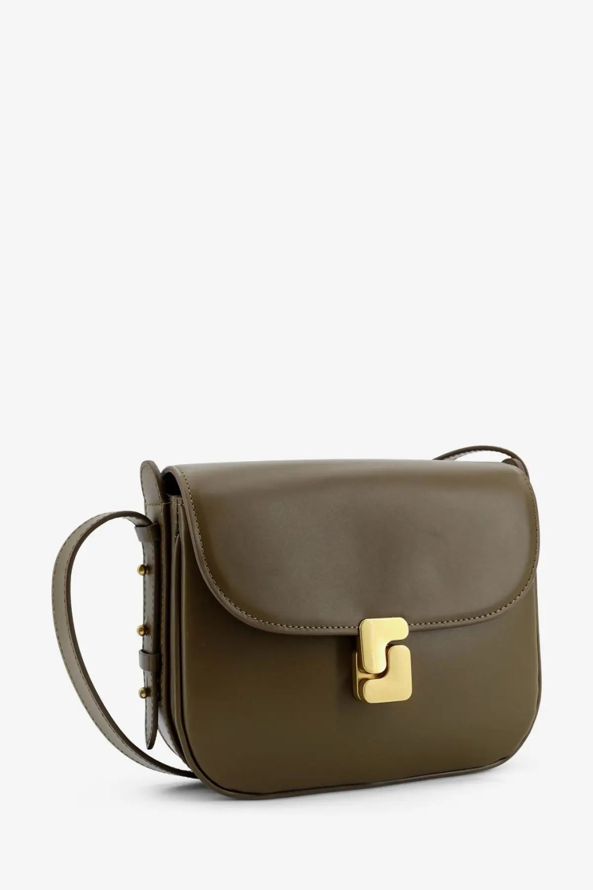 Soeur women’s bellissima mini olive green leather crossbody bag with gold-tone s-shaped clasp