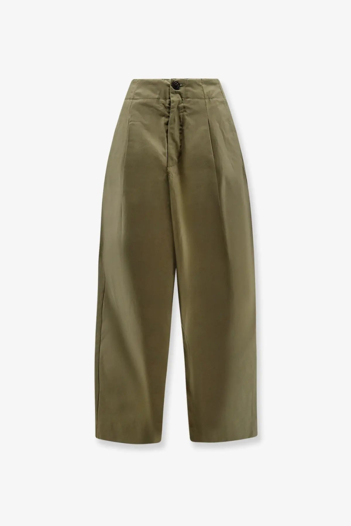 Soeur women’s daley olive green high-waisted wide-leg organic cotton pants with button closure and pleated front