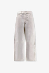 Cream-colored wide-leg denim jeans in a minimalist design from soeur womens eliott denim trousers white collection