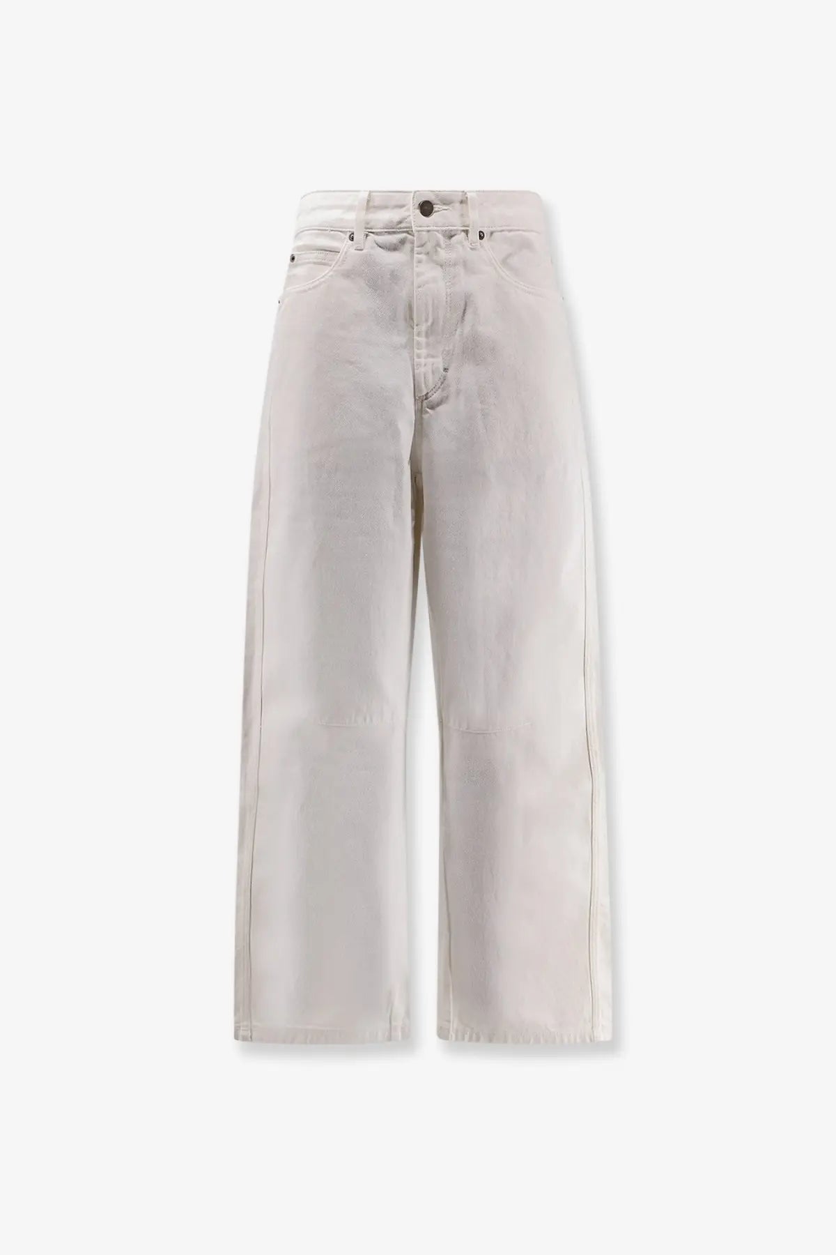 Cream-colored wide-leg denim jeans with a clean minimalist design soeure women’s eliott denim trousers white