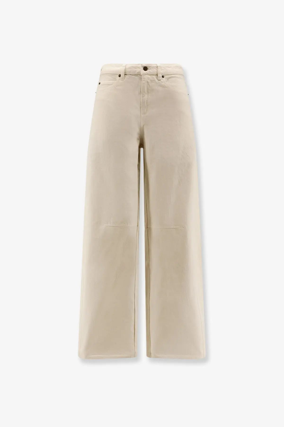 Soeur Gaspard white denim wide-leg trousers, minimalist beige design