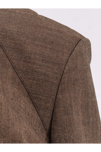 Brown textured virgin wool blazer shoulder with precise stitching from soeur womens giovana sweater brown