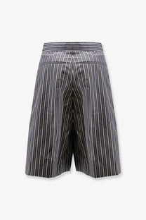 Soeur women’s henna striped cotton bermuda shorts in black with white vertical stripes and a relaxed wide-leg cut