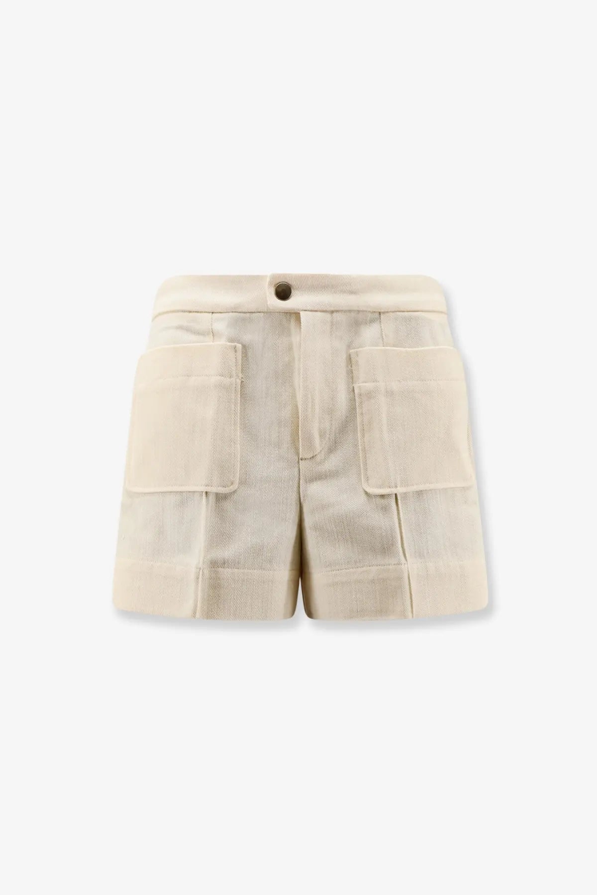 Soeur women’s hover cotton shorts in crème with textured beige fabric and two large front cargo pockets
