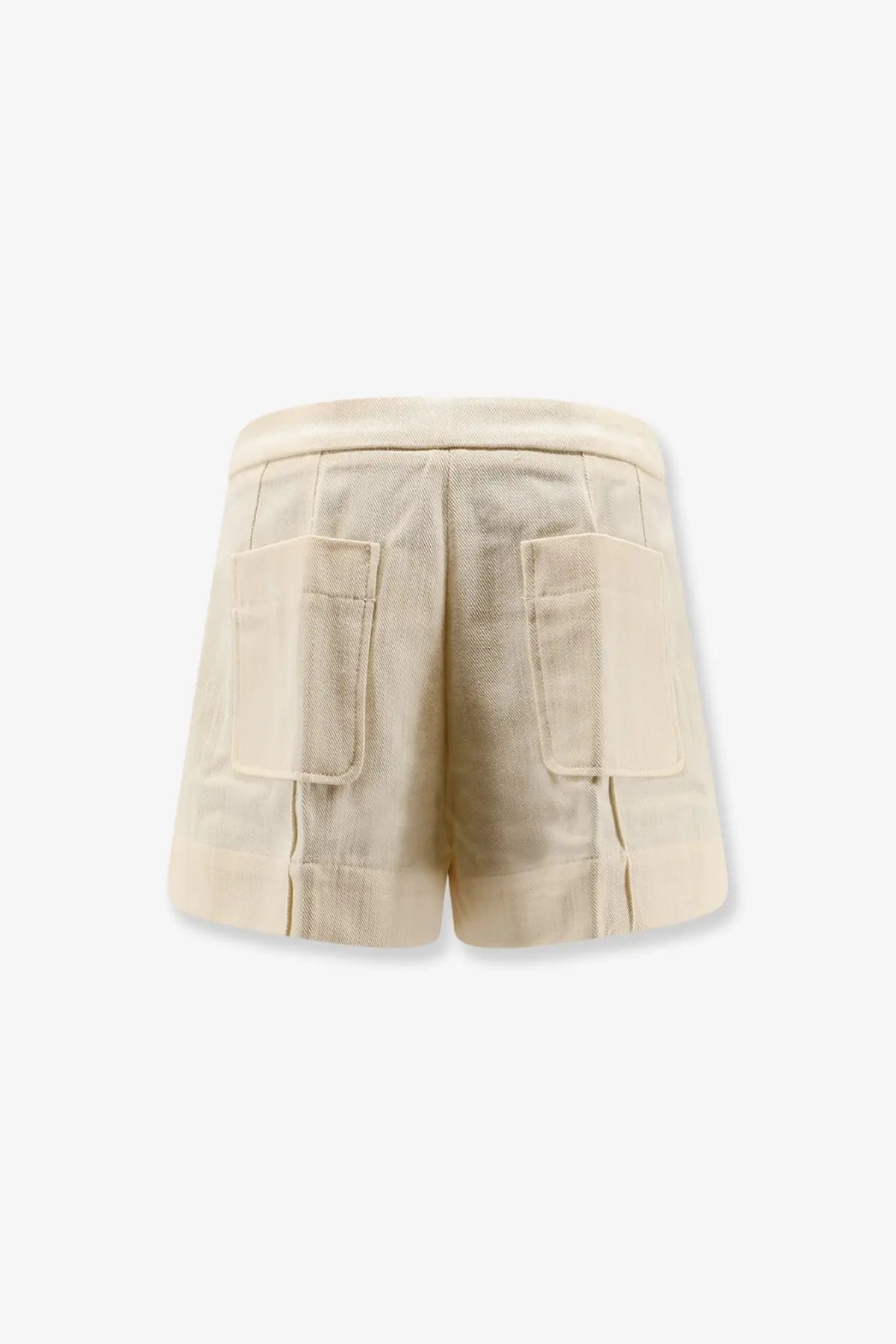 Soeur women’s hover cotton shorts crème in beige with textured fabric and two large patch pockets