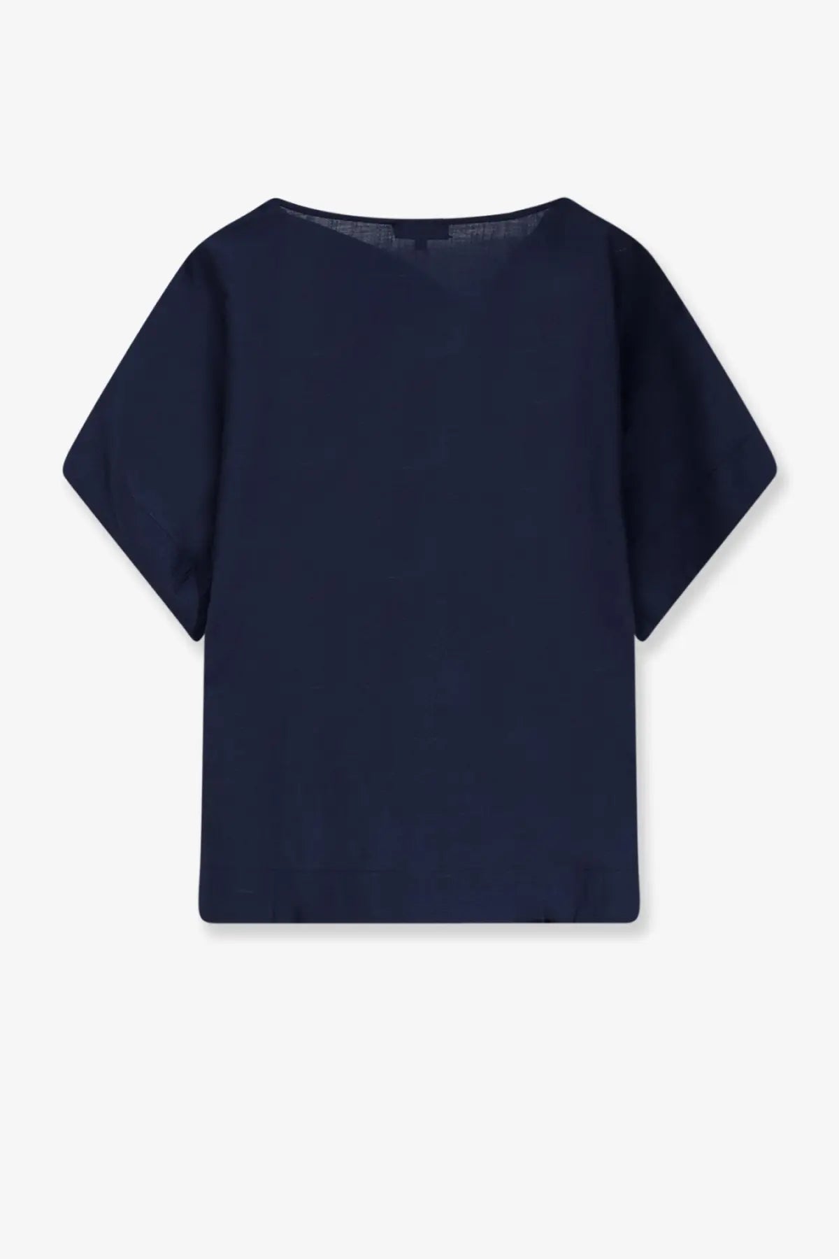 A navy blue linen blend short-sleeved Soeur women’s Issa top with relaxed fit and subtle texture