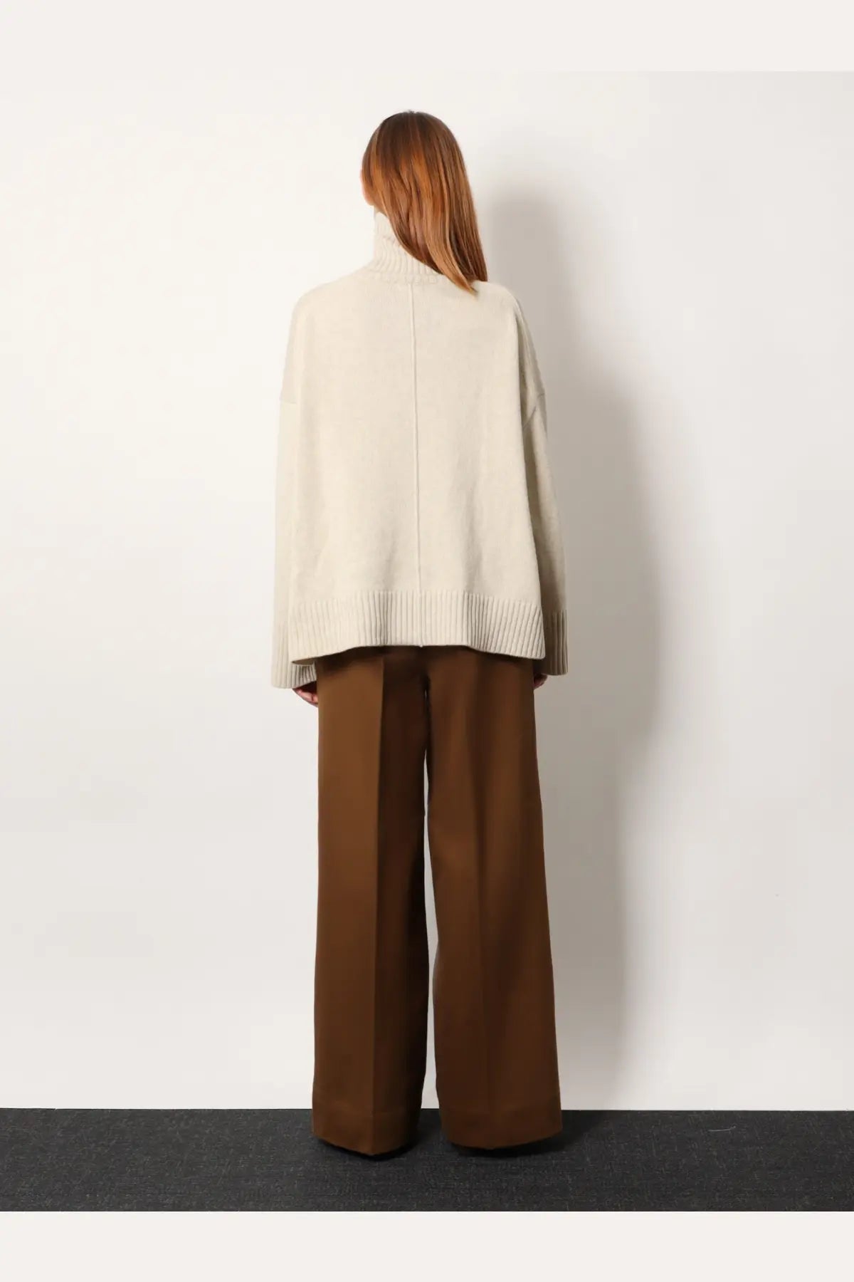 Soeur women’s william merino wool turtleneck sweater in cream with oversized knit and ribbed cuffs and hem