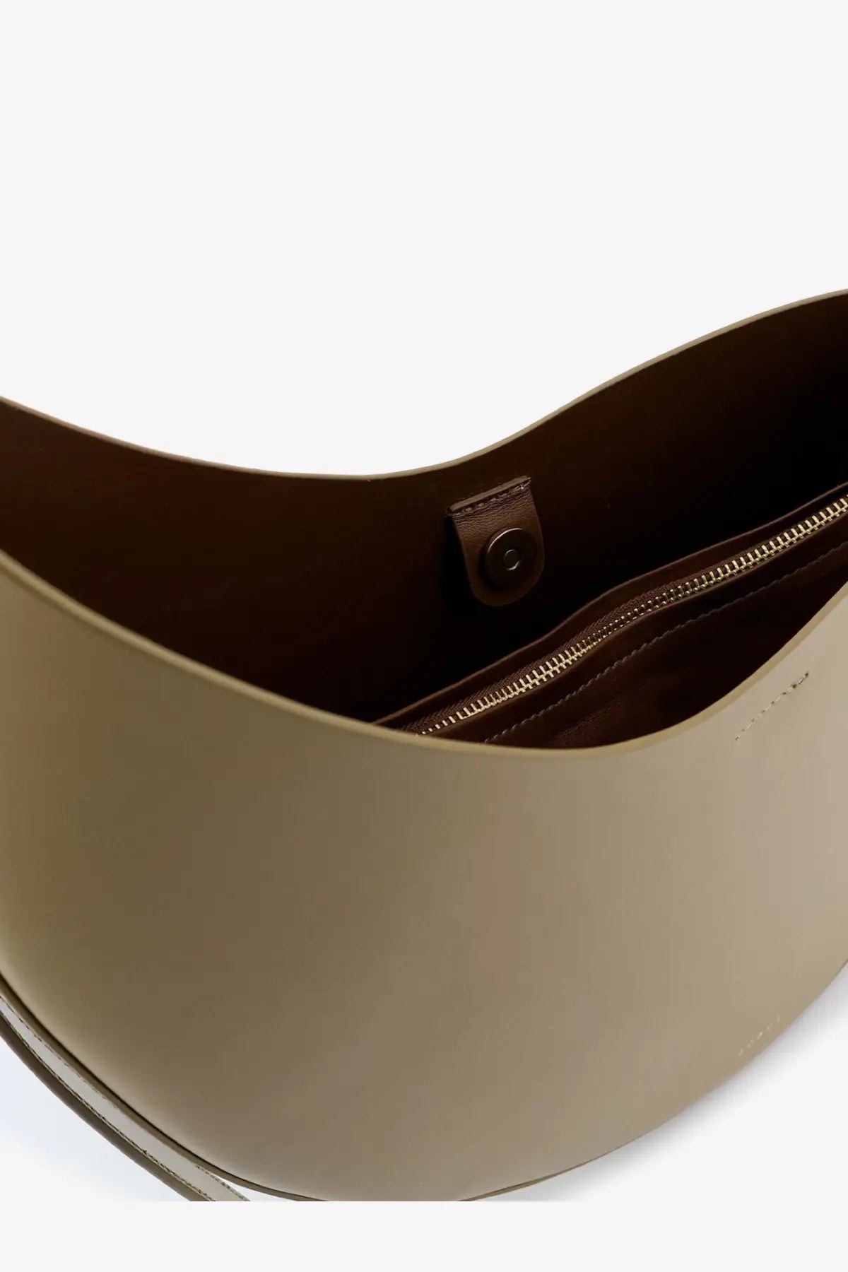 Soeur women’s Winona leather crossbody bag beige with sleek matte olive green leather tote and dark brown interior lining