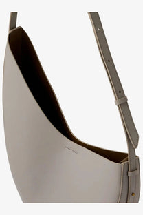 Soeur womens winona leather crossbody bag grey with sleek minimalist off-white leather and brown interior lining
