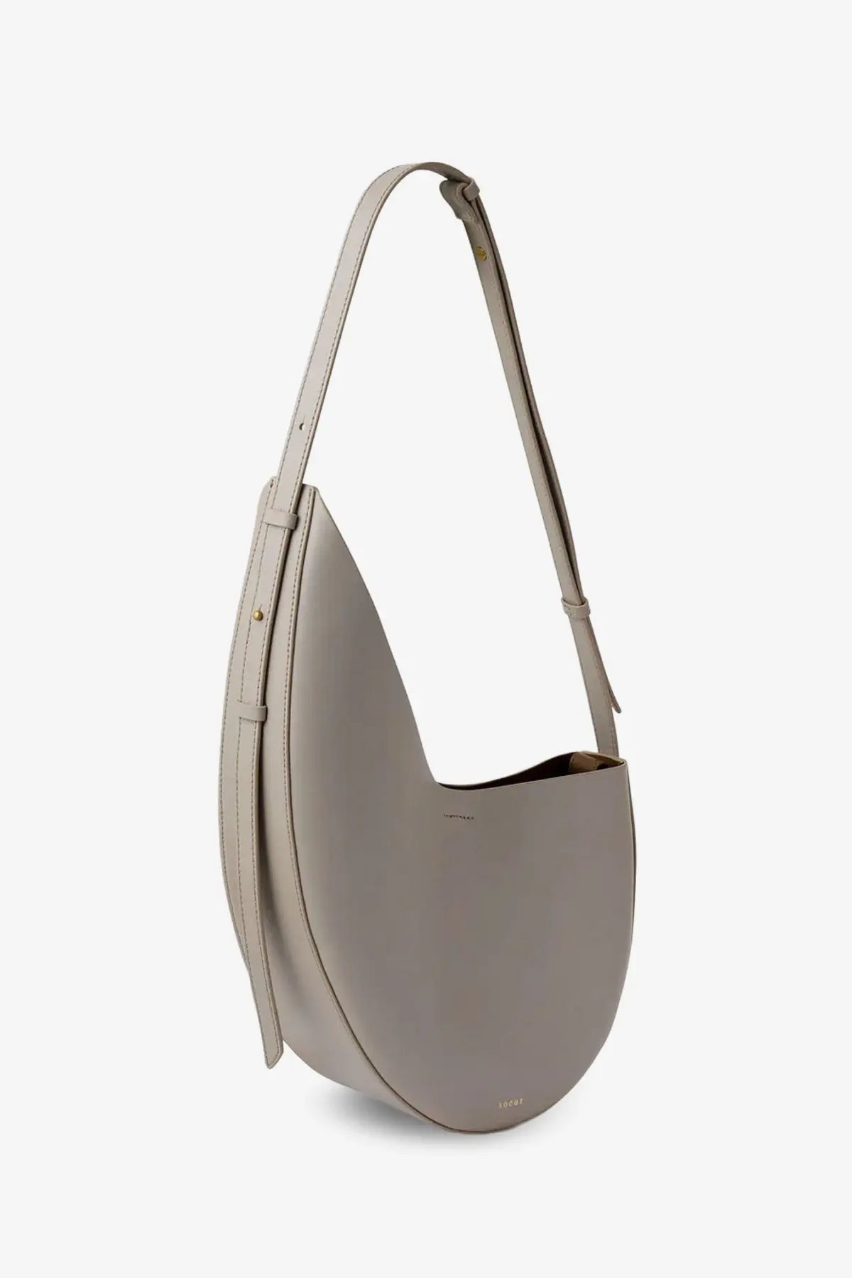 Soeur Winona taupe leather hobo crossbody bag with gold hardware